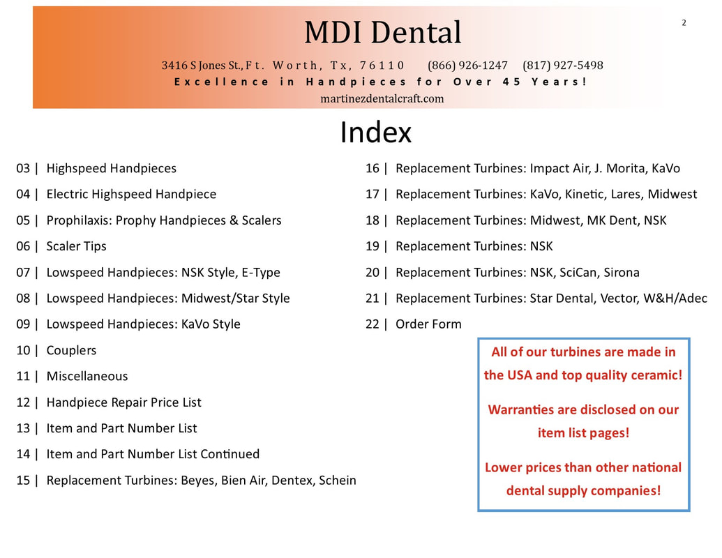 Dental Handpiece Catalog Mdi Dental